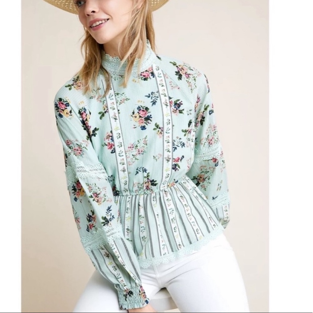 Hemant & Nandita Green Floral Top